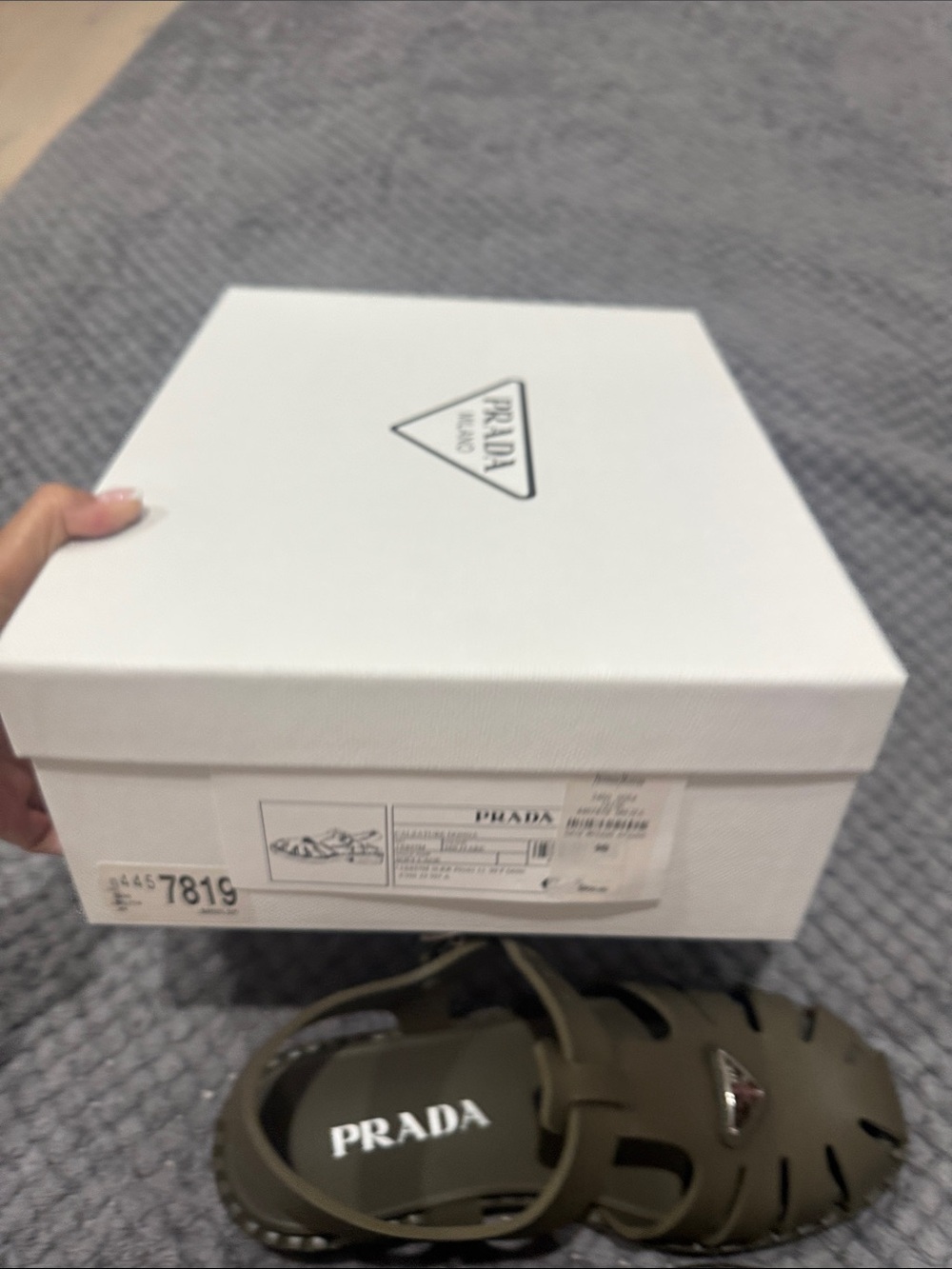 PRADA Olive Green Jelly Sandals with Logo Triangle - Picture 9 of 10